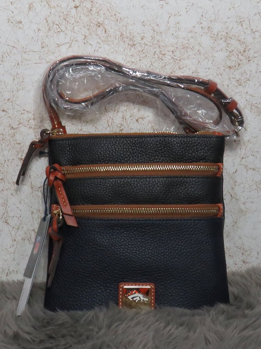 Dooney & Bourke NFL Denver Broncos Triple Zip Crossbody (Midnight Blue)